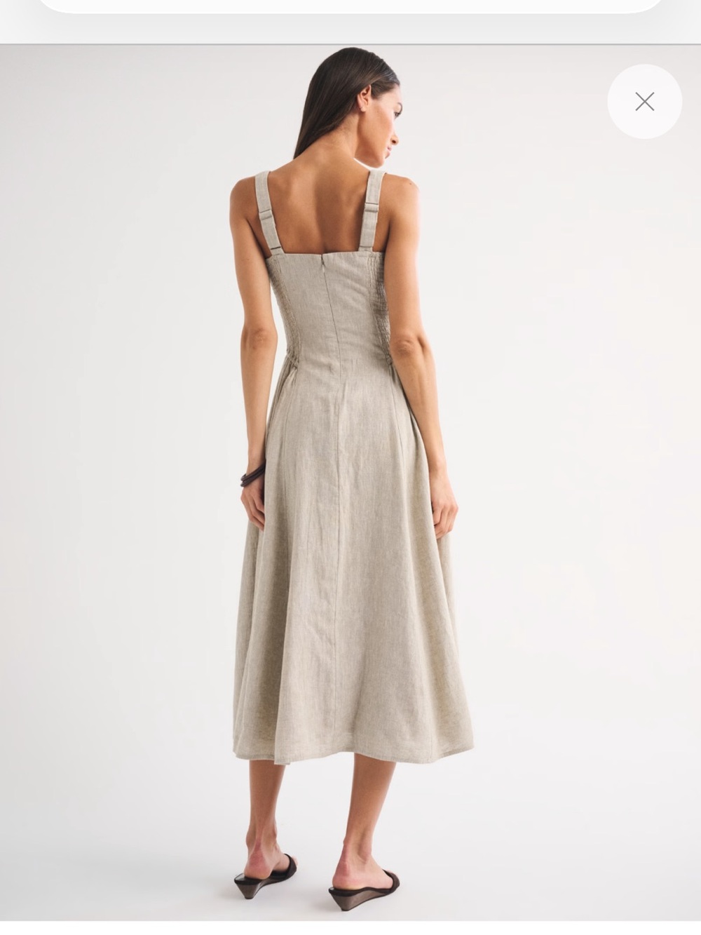 Sleeveless Beige Linen Dress - Picture 5 of 11